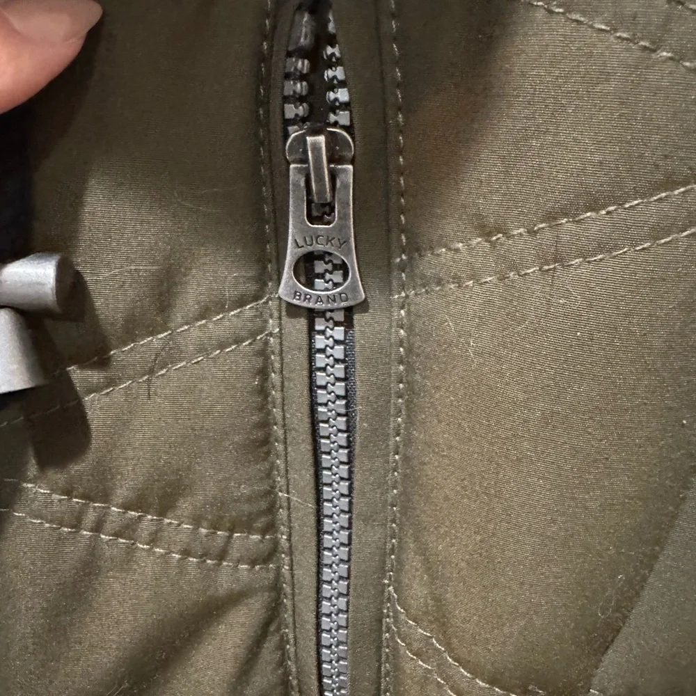 Olive Green Lucky Brand Hooded Puffer Coat